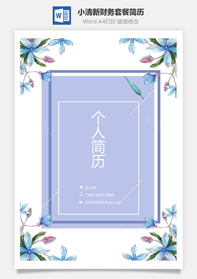 小清新财务套餐简历Word模板