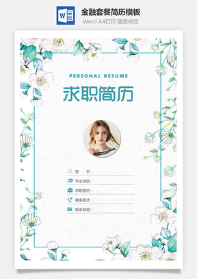 金融套餐简历Word模板