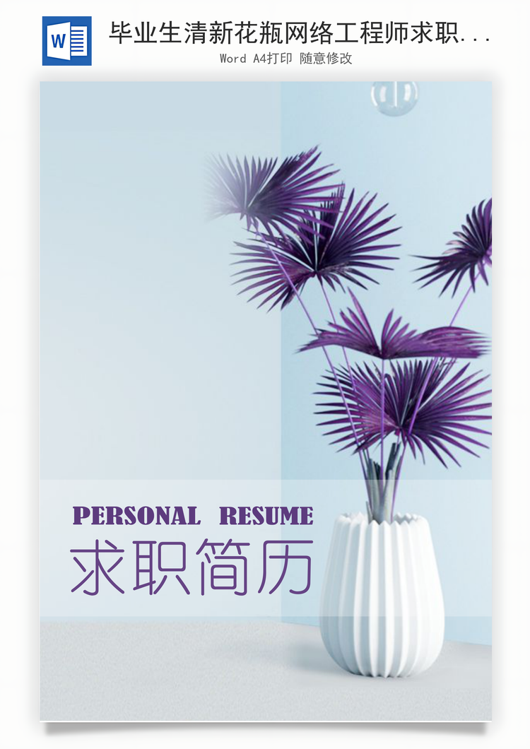 毕业生清新花瓶网络工程师求职简历Word模板