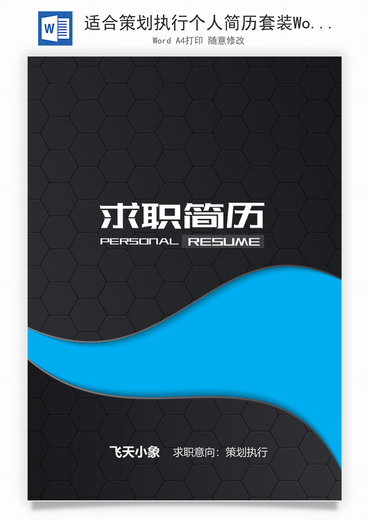 适合策划执行个人简历套装Word模板