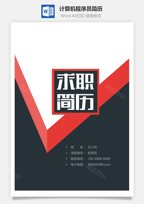 毕业生计算机程序员简历Word模板