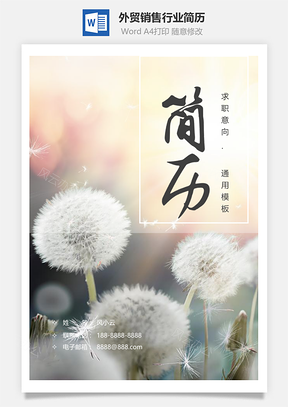 應(yīng)屆畢業(yè)生春招外貿(mào)銷(xiāo)售行業(yè)個(gè)人簡(jiǎn)歷