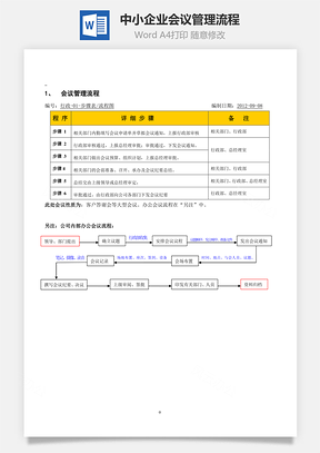 中小企业会议管理流程Word模板