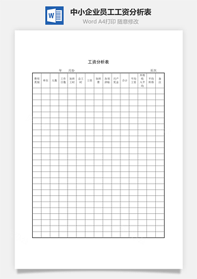 中小企业员工工资分析表Word模板