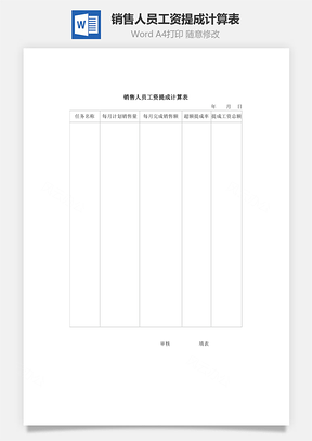 销售人员工资提成计算表Word模板