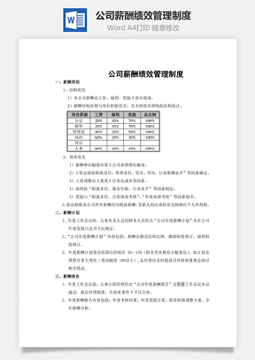 公司薪酬绩效管理制度