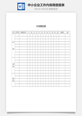 中小企业工作内容调查日报表Word模板