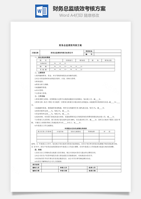 财务总监绩效考核方案