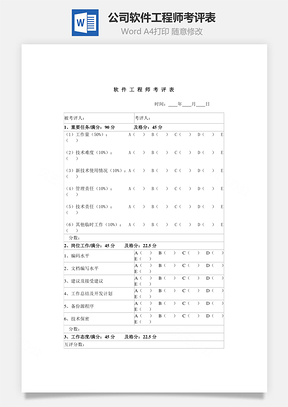 公司软件工程师考评表Word模板