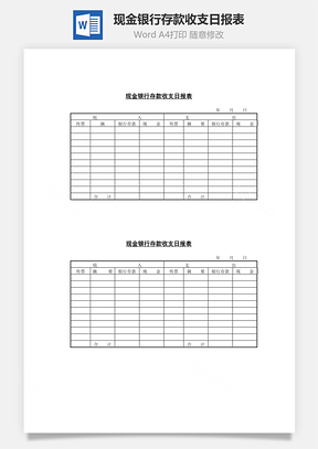 现金银行存款收支日报表Word文档