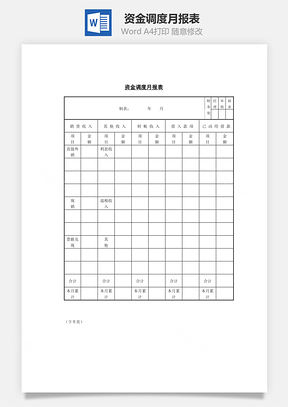 资金调度月报表Word模板