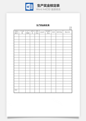 人事生产奖金核定表Word模板