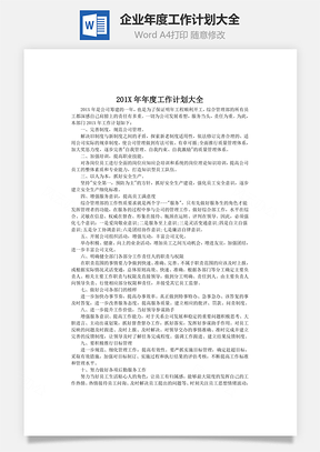 企业年度工作计划大全word文档