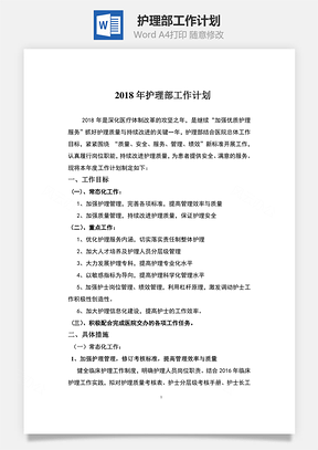 护理部工作计划Word模板