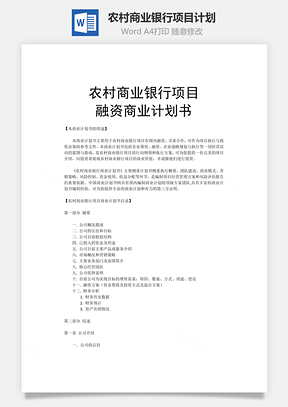 农村商业银行项目计划Word模板