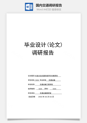 国内交通调研报告Word模板