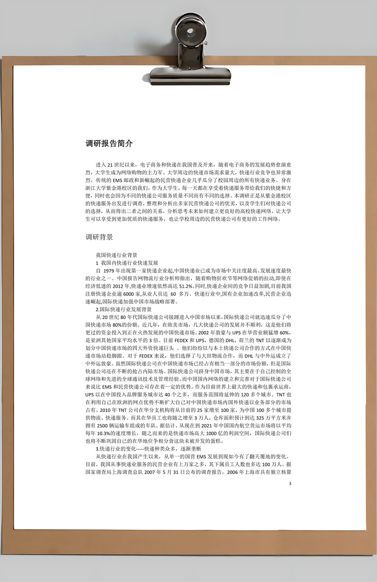 微观经济学市场调研报Word模板