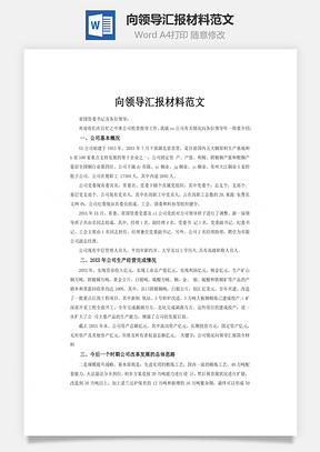 向领导汇报材料范文word文档