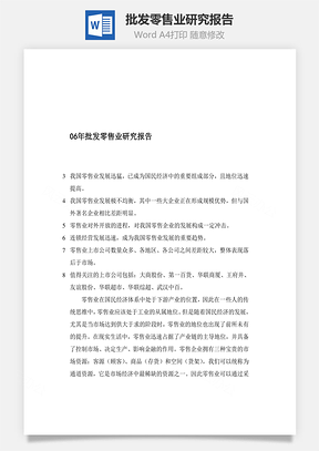 批发零售业研究报告Word模板