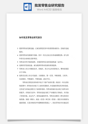 批发零售业研究报告word文档