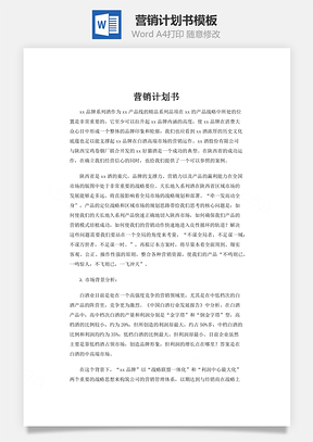 工作计划营销计划书Word模板