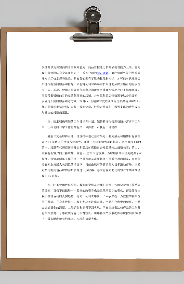 营销部年度工作规划Word模板