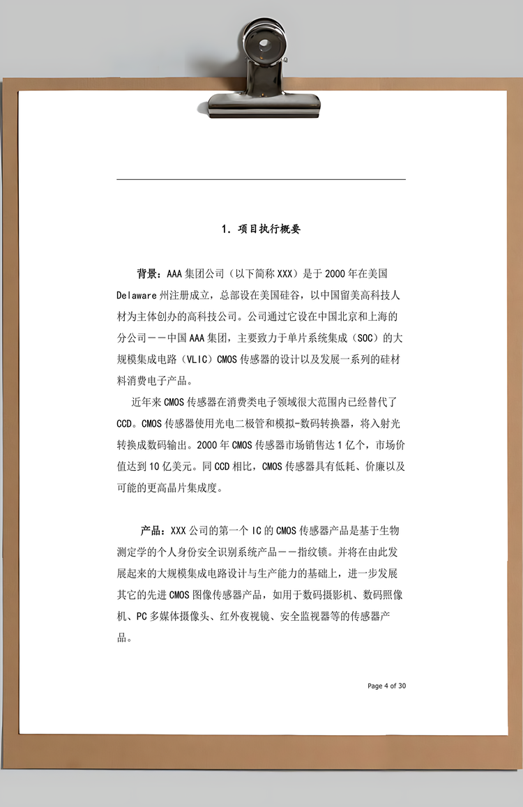 某集团公司商业计划书Word模板