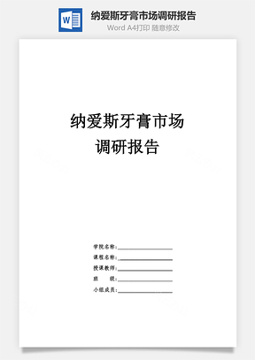 纳爱斯牙膏市场调研报告Word模板