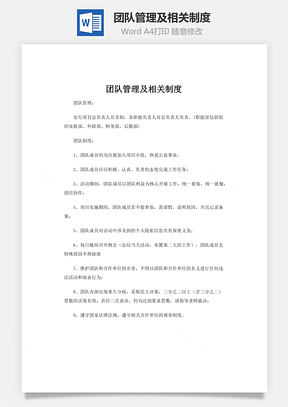 团队管理及相关制度word文档