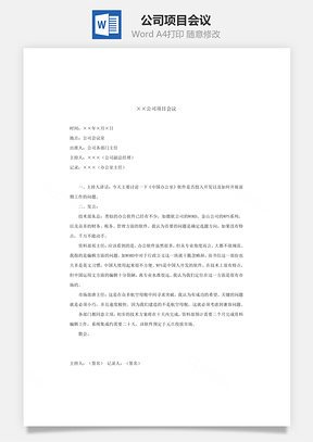 公司项目会议Word文档