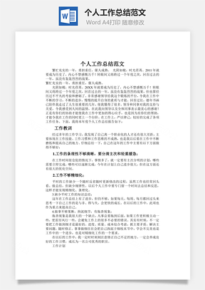 个人工作总结范文Word模板
