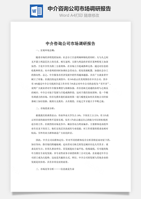 中介咨询公司市场调研报告word文档