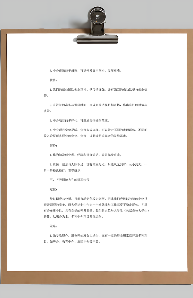 中介咨询公司市场调研报告Word模板