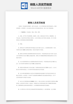 銷售人員獎(jiǎng)罰制度word文檔