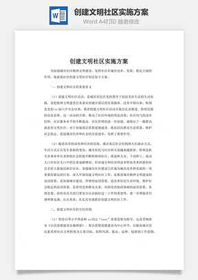 创建文明社区实施方案Word模板