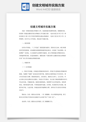 创建文明城市实施方案Word模板