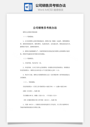 公司销售员考核办法Word模板
