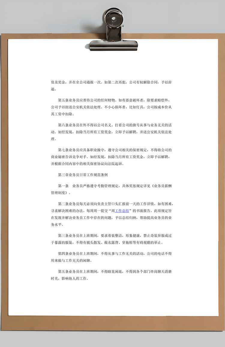 业务员管理制度Word模板