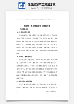 深度旅游项目策划方案Word模板