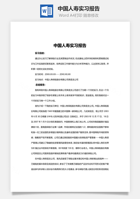 中国人寿实习报告word文档