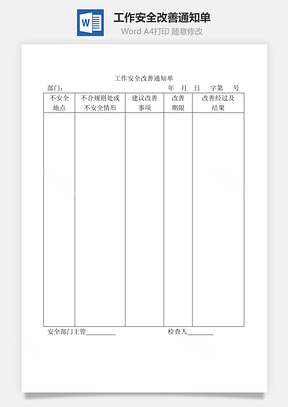 工作安全改善通知单Word文档