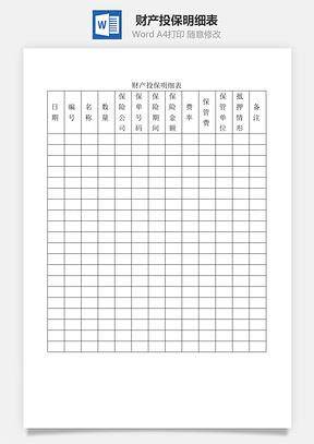财产投保明细表Word文档