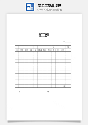员工工资单Word模板