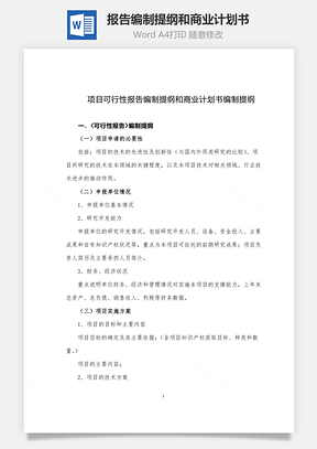 报告编制提纲和商业计划书Word模板