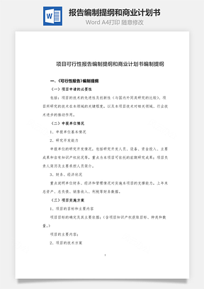 报告编制提纲和商业计划书word文档