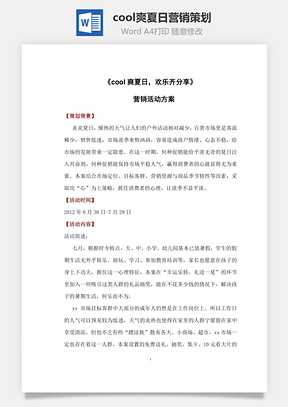 cool爽夏日营销策划word文档