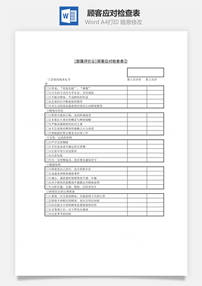 人事顾客应对检查表Word模板