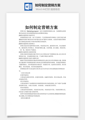 word如何制定营销方案Word模板