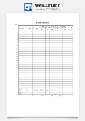 包装组工作日报表Word模板