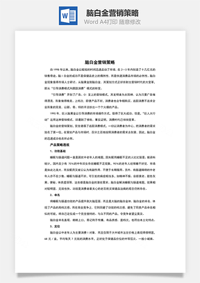 脑白金营销策略Word模板